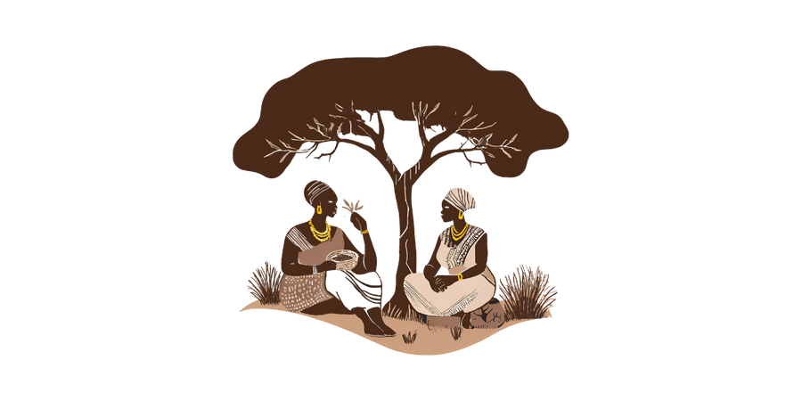 Illustration of African women under a tree