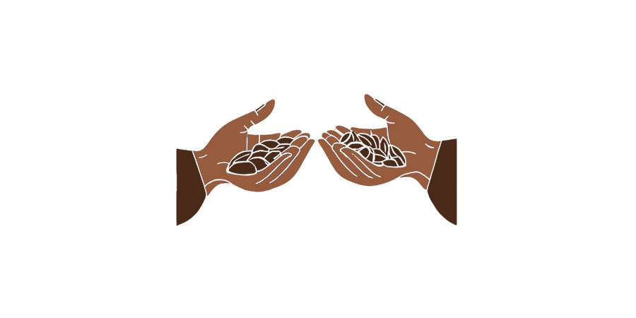Illustration of two hands with seeds